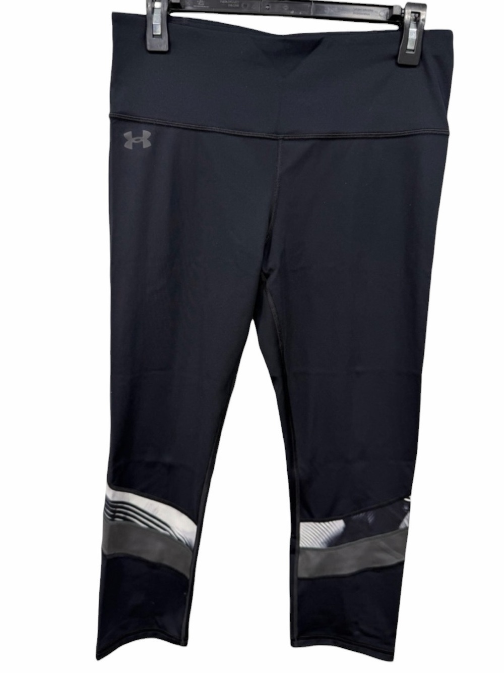 Under Armour HeatGear Crop Leggings Women’s Large Black Printed Athletic